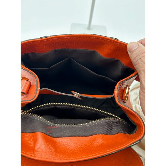 Divina‎ Firenze Leather Backpack Purse Womens Burnt Orange Convertible Italy - Picture 9 of 12